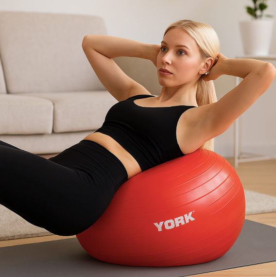 Фитбол York Fitness 55см красный + насос | Зображення 5