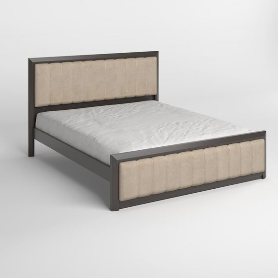 Полуторне дерев&#039;яне ліжко Mebigrand Барселона Б1 Графітовий (RAL9011)/Аляска 23 (Бежевий) 120х200 см (MBG-11605) | Зображення 1