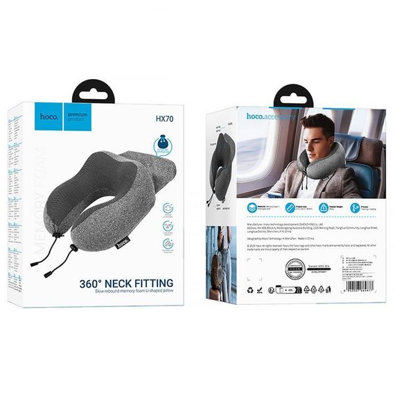 Подушка Hoco HX70 Neck Fitting memory foam Black | Зображення 4