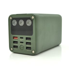 Power bank Konfulon D28Q 60000mAh, 6*USB+2*Type C, flashlight 3Led, Green/Black, Blister