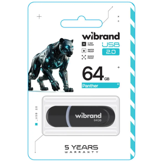 Флешка 64Гб USB 2.0 чорний Panther Wibrand | Зображення 1