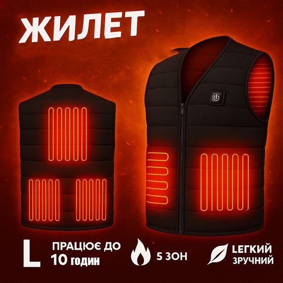 Теплая жилетка для работы на улице (L), Жилет мужской с подогревом, Жилет с встроенным подогревом ID-89