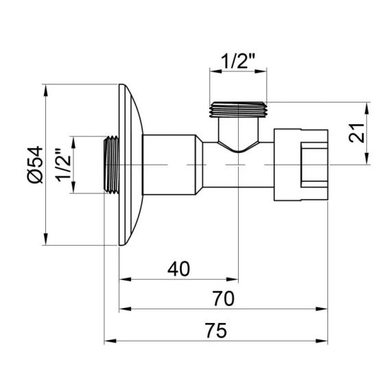 Кран приладовий буксовий Icma 1/2" кутовий No519 | Зображення 1