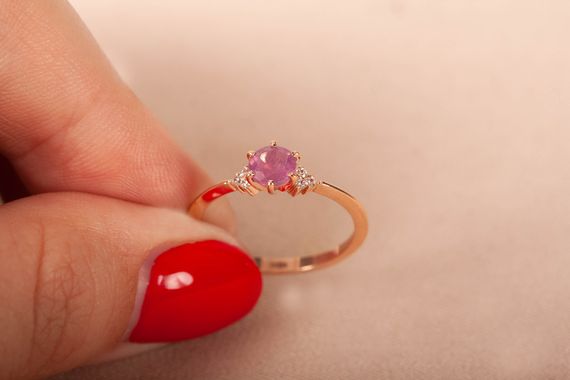 Кольцо из красного золота с натуральным рубином 15.5 | Зображення 1