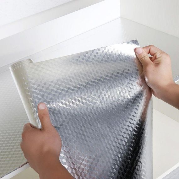 Самоклеюча фольга для кухонних поверхонь 5м х 60см, Ромб / Маслостійка кухонна плівка з фольги / Водонепроникна алюмінієва фольга | Зображення 2