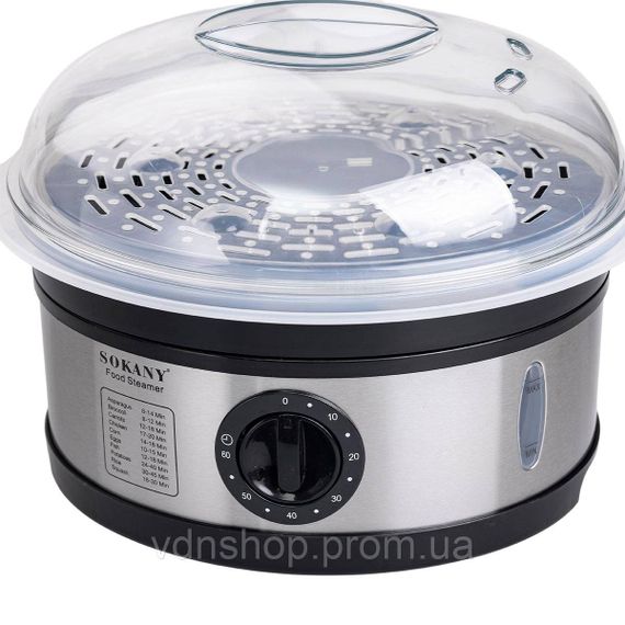 Пароварка электрическая трехуровневая 650 Вт 11 л с таймером и защитой от перегрева Sokany SK-07018 | Зображення 4