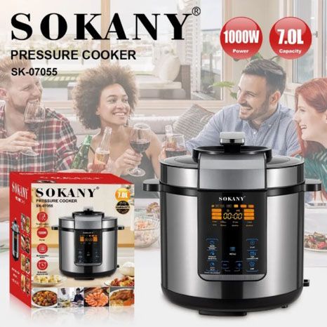 Мультиварка-скороварка-пароварка Sokany SK-07055 7л 3 в 1 Електрична з таймером 1000Вт HQ-74 | Зображення 1