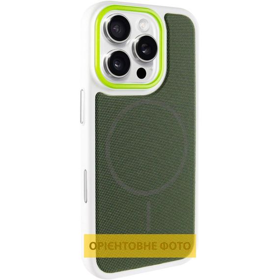 Чохол PC Textile Hybrid with Magnetic Fit для Apple iPhone 16 Pro (6.3") White / Green