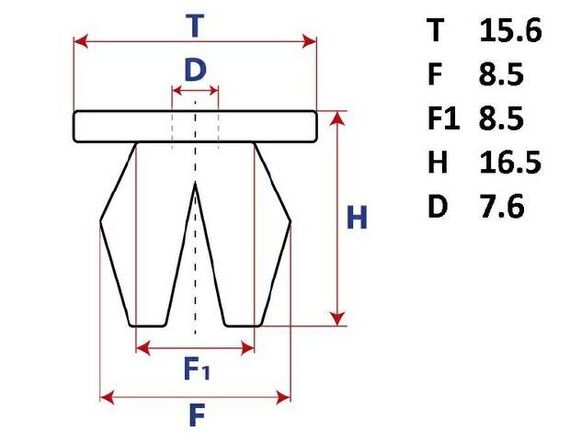 Пістон кріплення молдингу Audi/VW/Seat/Skoda (14087) (3C0853586) | Зображення 1