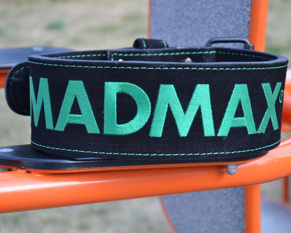 Пояс для важкої атлетики MadMax MFB-301 Suede Single Prong шкіряний Black/Green L | Зображення 8