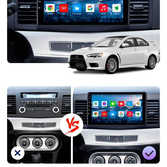 Штатная магнитола Lesko для Mitsubishi Lancer X (2007-2017гг.) экран 10.1" 2+32GB/ Wi-Fi/ Optima GPS Android | Зображення 4