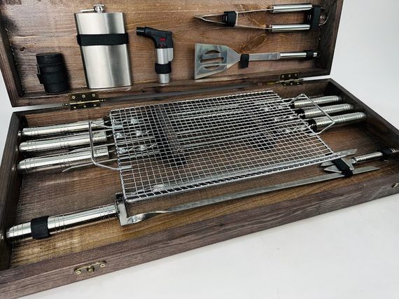 Подарочный набор для пикника BBQ MAX ручной работы (шампура и аксессуары). | Зображення 3