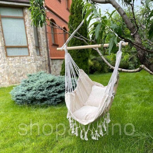 Подвесное кресло-гамак 130х100см с планкой 90см с двумя подушками 40*40 | Зображення 5