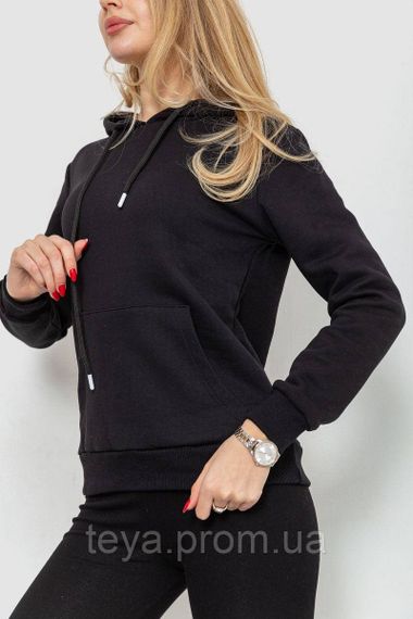 Худі жіноче двонитка на флісі, колір чорний, розміри S, M, L, XL, L, XXL FA_008381 | Зображення 2