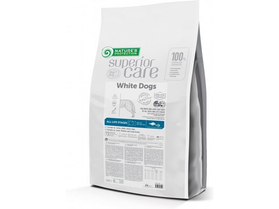Nature's Protection Superior Care White Dogs White Fish All Sizes and Life Stages Сухий корм з білою рибою та рисом для собак усіх розмірів та стадій життя з білою шерстю 10 кг