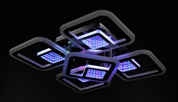 Люстра світлодіодна стельова LED світильник для квартири на стелю лед з пультом 26024 Хром 10х40х40 см. | Зображення 5