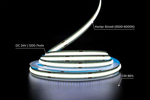 Світлодіодна LED стрічка PROLUM 24V СОВ 320 LED IP20 Series S Білий 5500-6000К | Зображення 3
