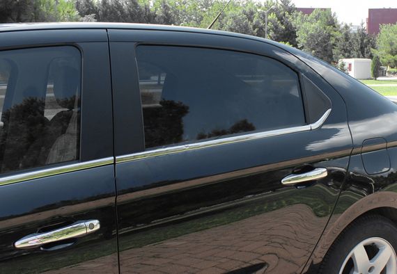 Окантовка вікон (нерж) 6 шт, Carmos (з квартиркою) для Peugeot 301 2012- рр