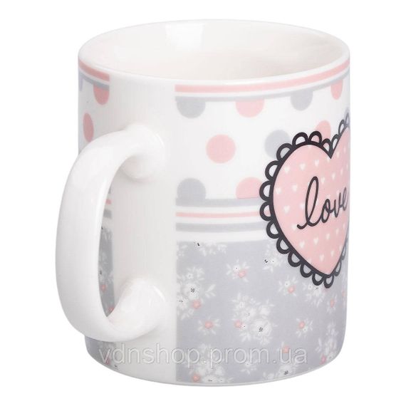 Чашка порцелянова 400 (мл) чашка для кави та чаю з написом та серцем Lugi RX-N240143GKV | Зображення 1
