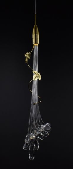 Люстра світлодіодна підвісна LED світильник для квартири на стелю лед 26839 Латунь 55-200х12х12 см. | Зображення 4