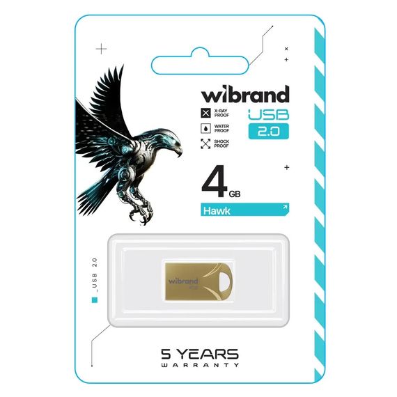 USB флеш накопичувач Wibrand 4GB Hawk Gold USB 2.0 (WI2.0/HA4M1G) | Зображення 1