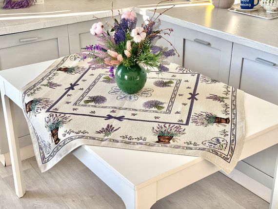 Скатертина гобеленова LILAC Limaso, 93x93, Квадратна, Повсякденний, Без люрексу, 60% поліестер, 24% бавовна, 16% акрил, Гобелен | Зображення 6