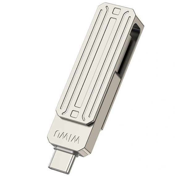 Флеш-накопитель Wiwu Wi-FD001 3in1 (USB-A/C/L) USB 3.0 — 128GB Silver | Зображення 6