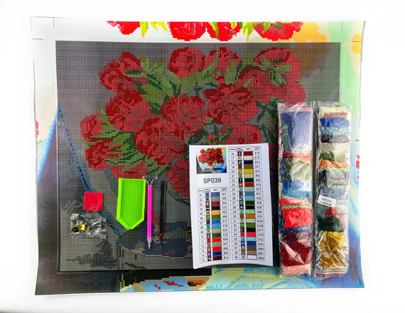 Алмазная мозаика Красные пионы 40х50 см ColorArt SP039 | Зображення 2