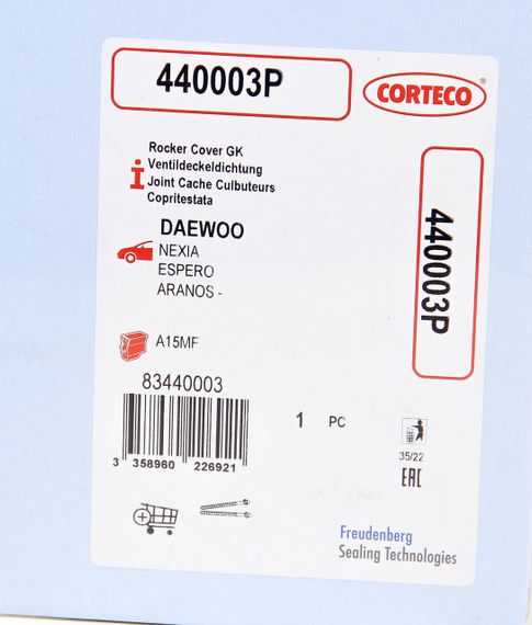 Комплект прокладок клапанної кришки DAEWOO Espero, NeXia 1,5 95-99, CORTECO (440003P) | Зображення 2