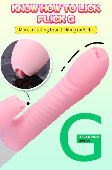 Вібратор - Silicone Vibrator USB 7 Function and Thrusting Function / Heating Pink Sex Aura | Зображення 9