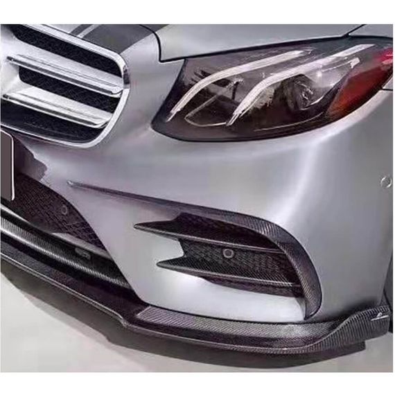Накладки на передний бампер V2 (для E43 AMG 2016-2019, Карбон) для Mercedes E-сlass W213 | Зображення 2