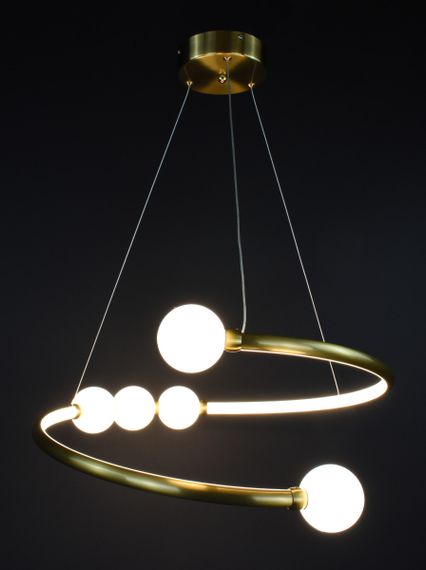 Люстра світлодіодна підвісна LED світильник для квартири на стелю лед 27562 Латунь 25-90х60х60 см. | Зображення 2