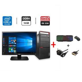 Комплект: Lenovo ThinkCentre M800 Tower / Intel Core i5-6600K (4 ядра по 3.5 - 3.9 GHz) / 16 GB DDR4 / 512 GB SSD + 500 GB HDD / AMD Radeon RX 550, 4 GB GDDR5, 128-bit / DVD-ROM + Монитор LG 24MB37PM-B / 24" (1920x1080) IPS б/в + Подарунок