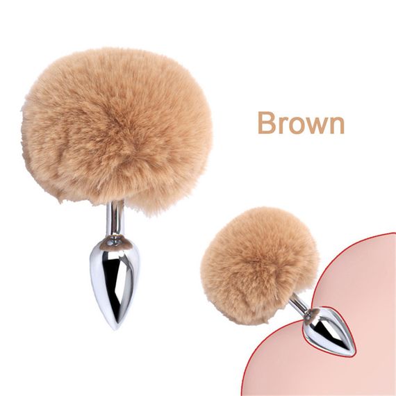 Анальна пробка хвіст "Funny bunny", розмір S, колір коричневий, D 28 mm sexstyle | Зображення 1