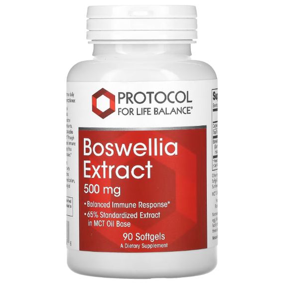 Экстракт босвеллии Protocol for Life Balance Boswellia Extract 500 mg 90 Softgels