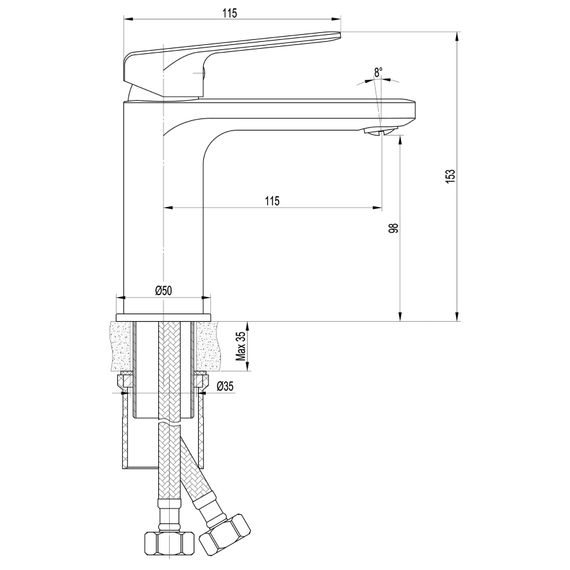 Змішувач для раковини TOPAZ ODISS TO 18221-H52-BL | Зображення 1