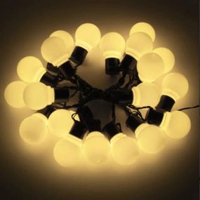 Гирлянда в ретро стиле светодиодная 20 ламп 5 м Теплый цвет, работает от USB Черный шнур