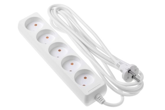 Сетевой удлинитель 2Е 5XCEE7/17, 2G*1.0мм, 3м, white (2E-U05M3)