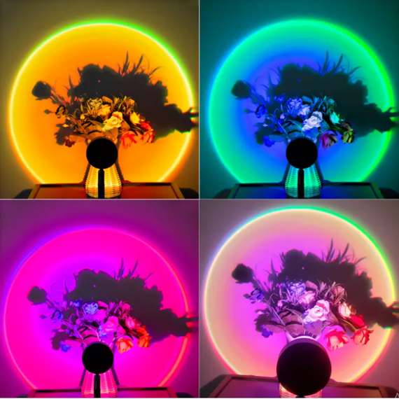 Різнокольорова лампа Sunset Lamp, Світиться лампа для блогерів   знижка | Зображення 3