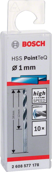 Свердло по металу Bosch HSS-PointTeQ, 1х12х34мм, 10шт (2.608.577.178) | Зображення 1