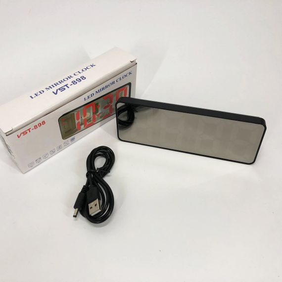 Электронные настольные LED часы от USB VST-898-1 с будильником и термометром, Настольные LED Лед часы | Зображення 5