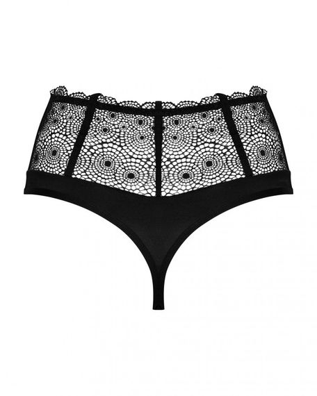 Сексуальные стринги на высокой талии Obsessive Sharlotte panties black L/XL sexstyle | Зображення 3