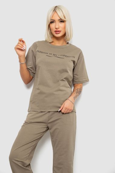 Костюм жіночий повсякденний однотонний, колір хакі, 221R101 | Зображення 1