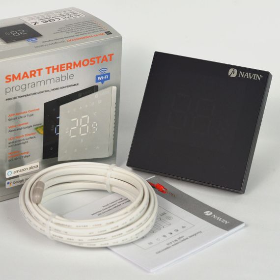 Терморегулятор для теплої підлоги WT410 B-16A з Wi-Fi, чорний з зовнішнім датчиком температури | Зображення 4