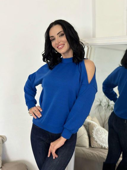 Женская красивая ангоровая кофта с открытыми плечами GF04169 цвет синий, размер 42/44