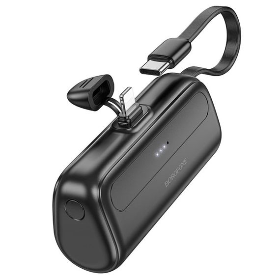 Портативний ЗП Power Bank BOROFONE BJ41 Pocket with cable 5000 mAh Black | Зображення 1