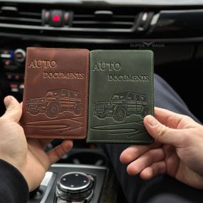 Обкладинка для автодокументів на права шкіряна коричнева зелена