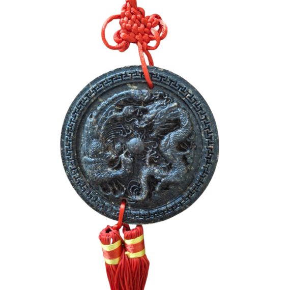 Чай пуэр украшение Фен шуй Двойное счастье - Дракон и феникс диаметр 6,5 см 50 г | Зображення 1