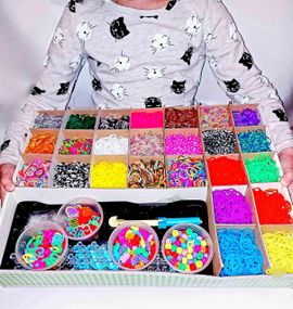 Набір гумок для плетіння 25000 шт Loom Bands - меганабір у кейсі з верстатом, гачками і намистинами