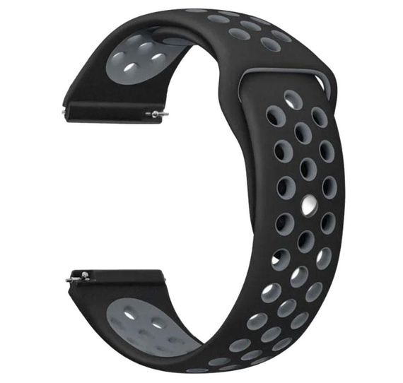 Спортивний ремінець Primolux Perfor Sport з перфорацією для годинника Garmin Vivoactive 4 - Black&Grey
